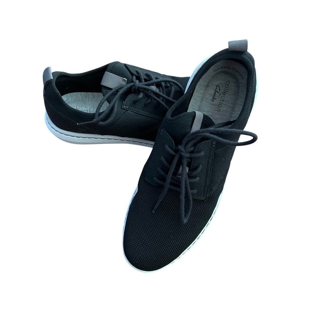 Clarks Athleisure Shoe Sneaker Ultimate Comfort 11 Black Urban Low Mesh Lace Up